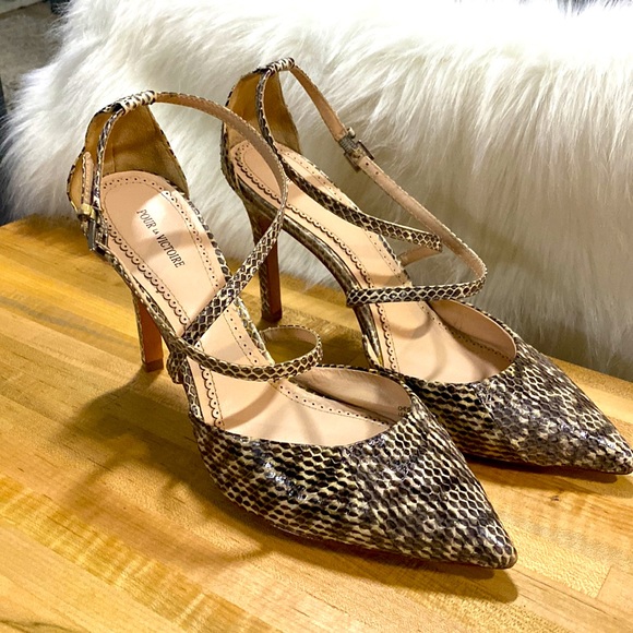 Pour La Victoire Cheyenne Snakeskin Embossed Leather Ankle Strap Pump - Picture 6 of 9